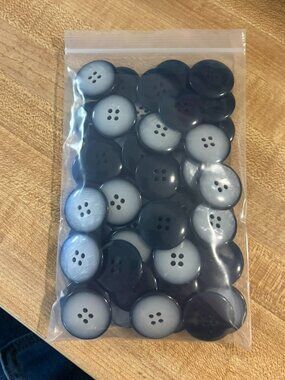 1" Black and Silver 4-hole Craft Buttons 50 pieces #20